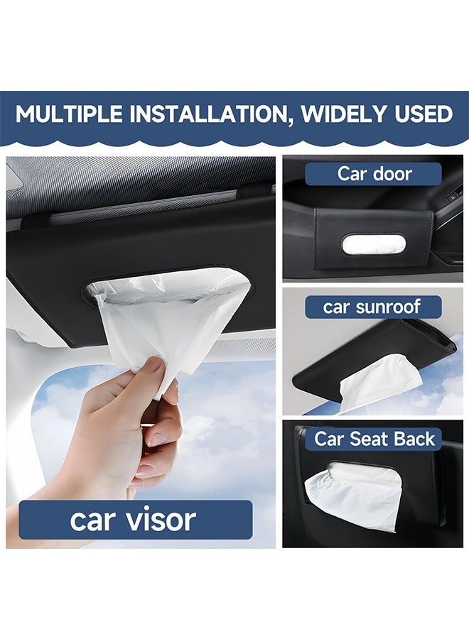 Generic 2 Packs Car Tissue Holder, PU Leather Mask Holder, Sun Visor Napkin Holder, Car Napkin Holder, Premium Car Tissue Box for Car with Tissue Refill, Black  - Image 2