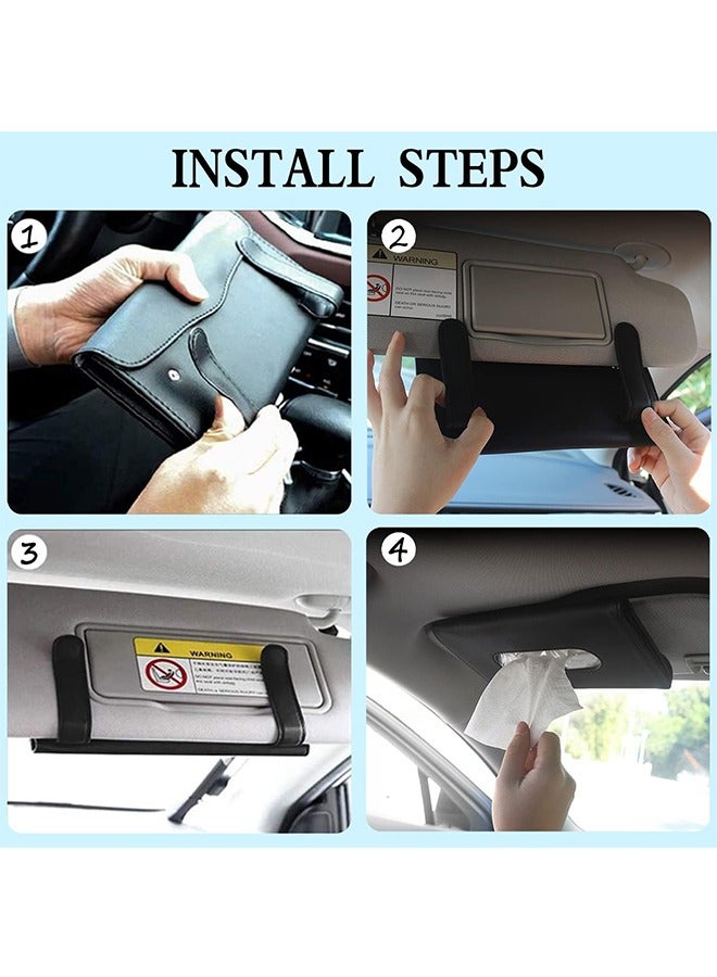 Generic 2 Packs Car Tissue Holder, PU Leather Mask Holder, Sun Visor Napkin Holder, Car Napkin Holder, Premium Car Tissue Box for Car with Tissue Refill, Black  - Image 5