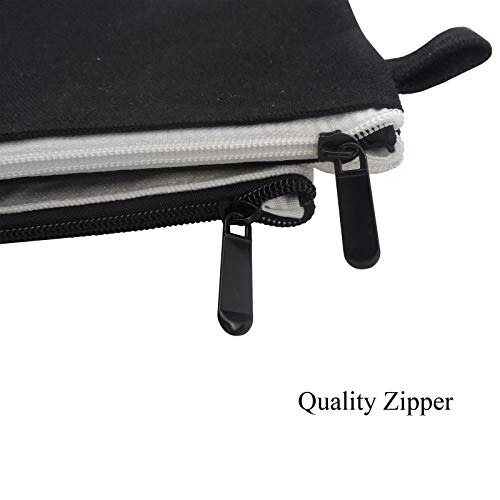 enyuwlcm 16oz Canvas Zipper Bag Small Makeup Pouch Flat Pencil Pouch 2 Pack Black and White - Image 4