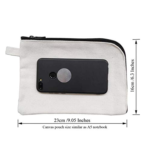 enyuwlcm 16oz Canvas Zipper Bag Small Makeup Pouch Flat Pencil Pouch 2 Pack Black and White - Image 2