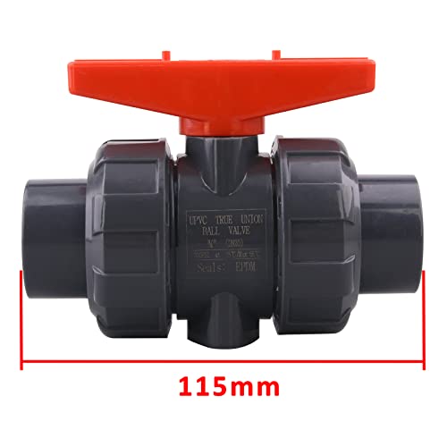 DERNORD 2 Pack PVC True Union Ball Valve with Full Port, EPDM O-Rings, and Reversible PTFE Seats,Rated at 200 PSI (3/4 inch Socket) - Image 3
