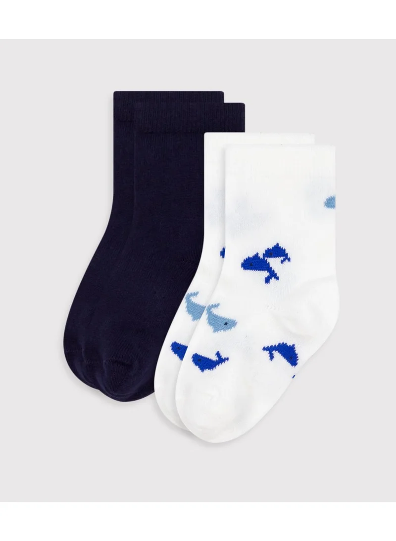 Petit Bateau Babies' whale-print cotton socks - 2-Pack