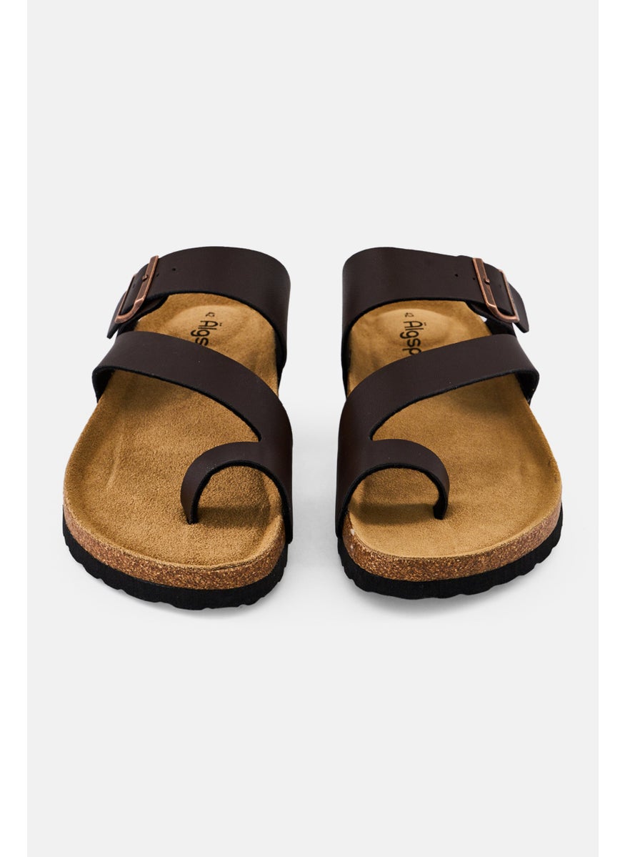 Algspar Men Slip On Cork Sandals, Dark Brown  - Image 2