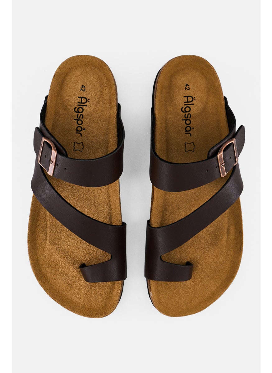 Algspar Men Slip On Cork Sandals, Dark Brown  - Image 4