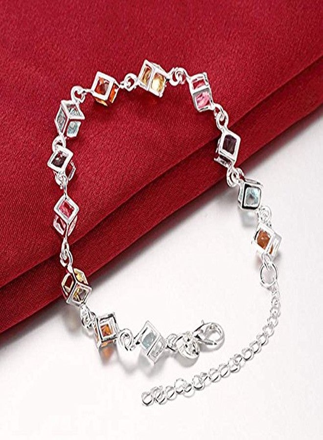 Cutesmile Jewelry Hot Fashion Beautiful Colorful Mosaic Crystal 925 Sterling Silver Bracelet - Image 4