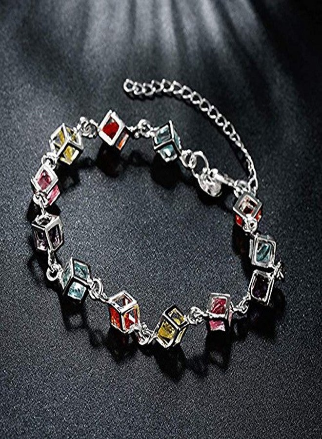 Cutesmile Jewelry Hot Fashion Beautiful Colorful Mosaic Crystal 925 Sterling Silver Bracelet - Image 3
