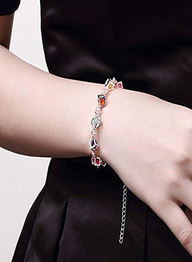 Cutesmile Jewelry Hot Fashion Beautiful Colorful Mosaic Crystal 925 Sterling Silver Bracelet - Image 5