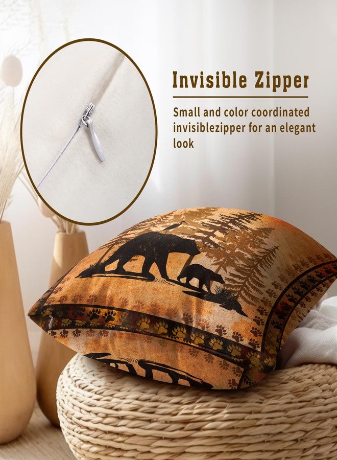Giwawa Forest Bear Deer Throw Pillow Covers 18x18 Set of 2 Wildlife Animal Decorative Pillow Cases Square Cushion Cover for Couch Bed Sofa Chair - Image 4