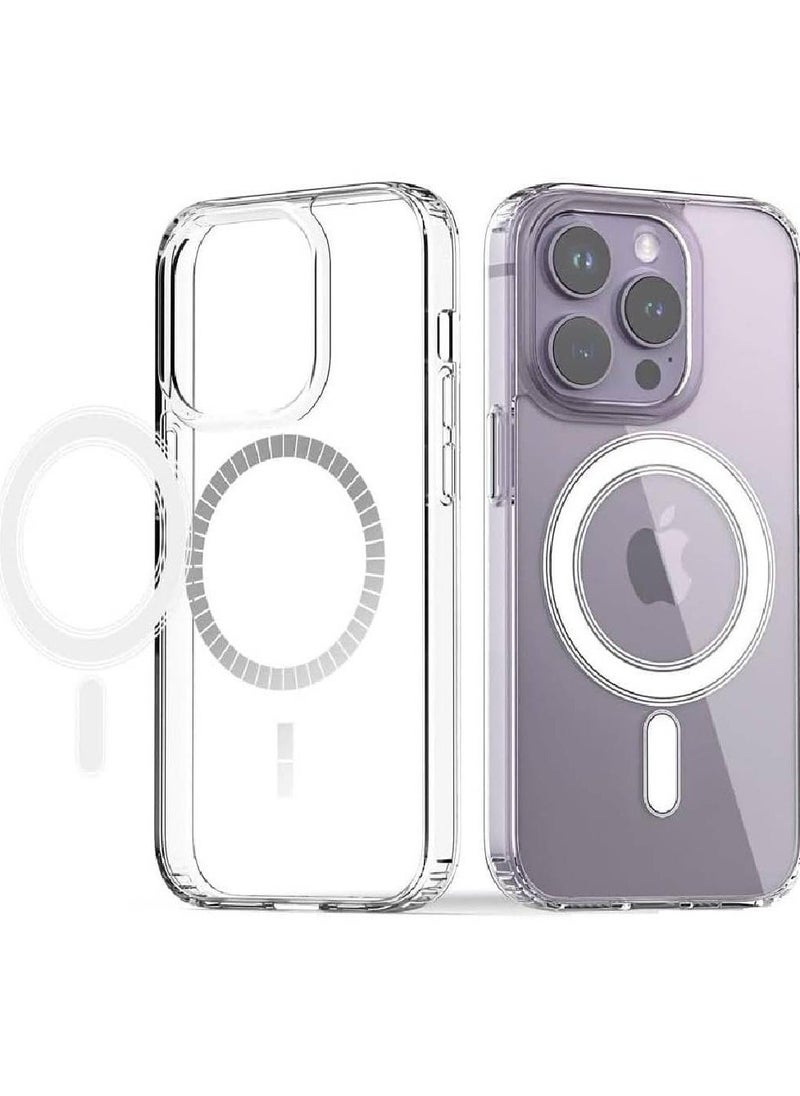 iPhone 16 Pro Max Clear Magnetic Cover | Mag Safe Compatible | Hybrid Protective Crystal Clear Hard Back Case | Shockproof Silicone Frame | Slim Transparent Case for Apple iPhone 16 Pro Max - Image 1
