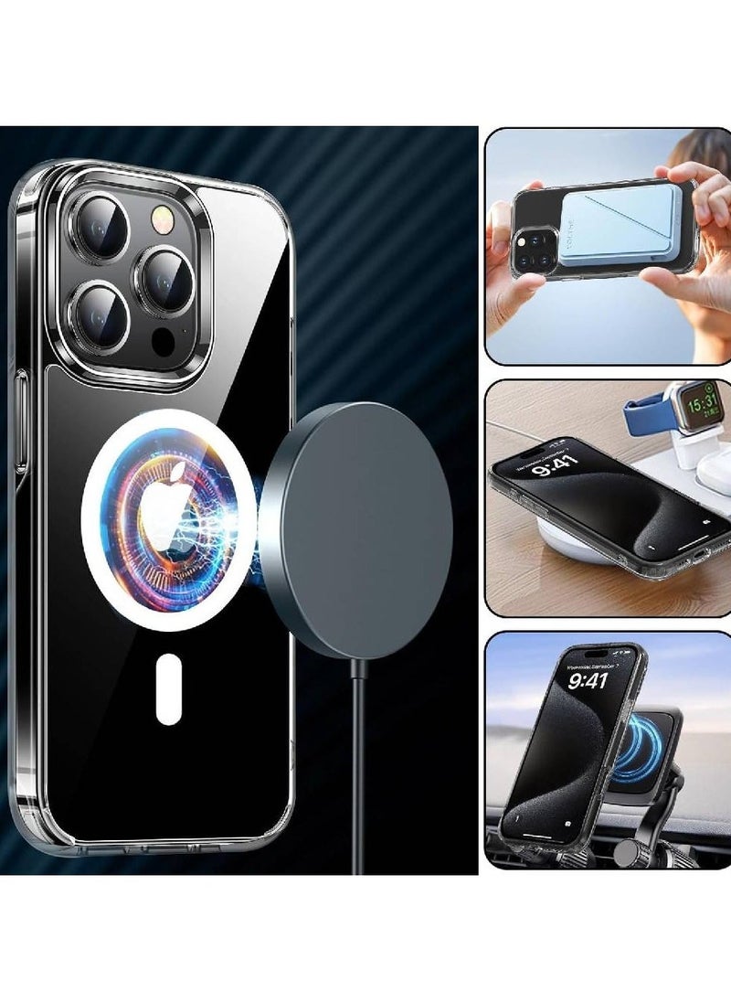 iPhone 16 Pro Max Clear Magnetic Cover | Mag Safe Compatible | Hybrid Protective Crystal Clear Hard Back Case | Shockproof Silicone Frame | Slim Transparent Case for Apple iPhone 16 Pro Max - Image 2