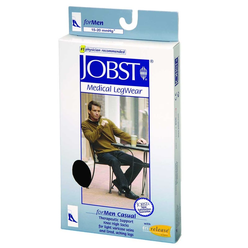 Jobst Men's Moderate Casual Knee High Support Sock - Therapeutic Compression for Varicose Veins