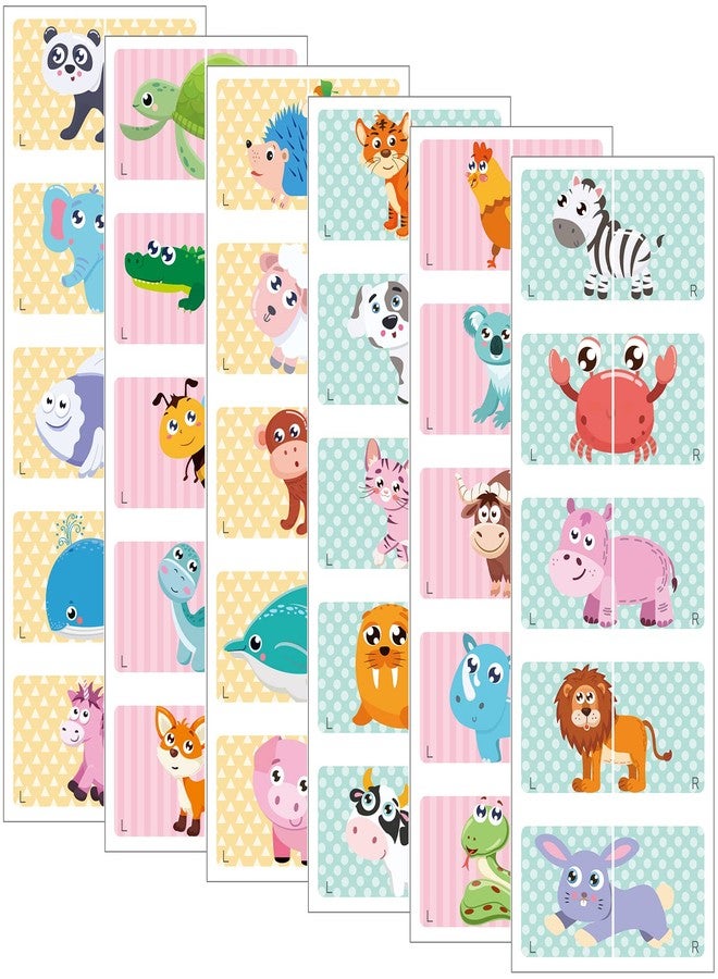 Spakon 60 Pieces Shoe Stickers for Kids Cute Right Left Animal Stickers for Children Shoes - Image 1