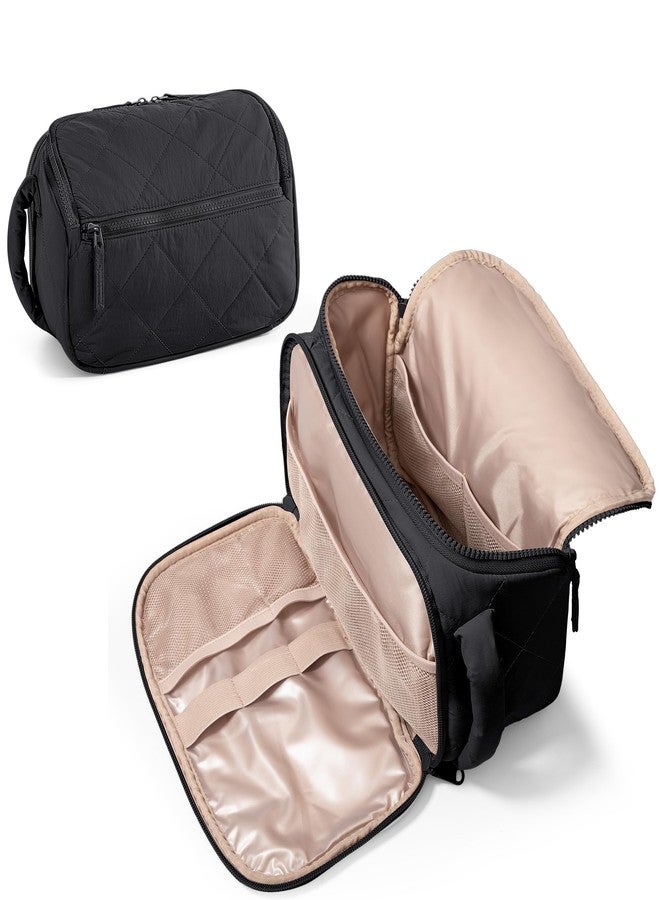 Marscamd Travel Toiletry Bag for Women, Water Resistant Makeup Organizer with Wide-Open Design for Toiletries and Cosmetics, Black (Bag Only) - Image 1