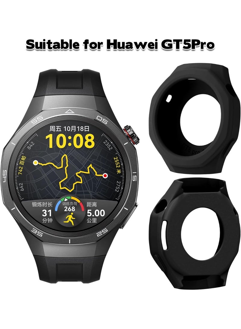 جراب حماية من السيليكون لساعة هواوي الذكية GT 5 مقاس 46 مم، جراب بديل مقاوم للصدمات - (أسود) - Image 3
