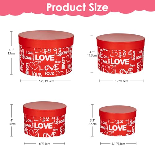 Briful Luxury Round Nested Gift Boxes with Lids (Set of 4) – Reusable Sturdy Cardboard Gift Box Set for Birthdays, Weddings, Anniversaries, Christmas, and Valentine’s Day – Red - Image 2