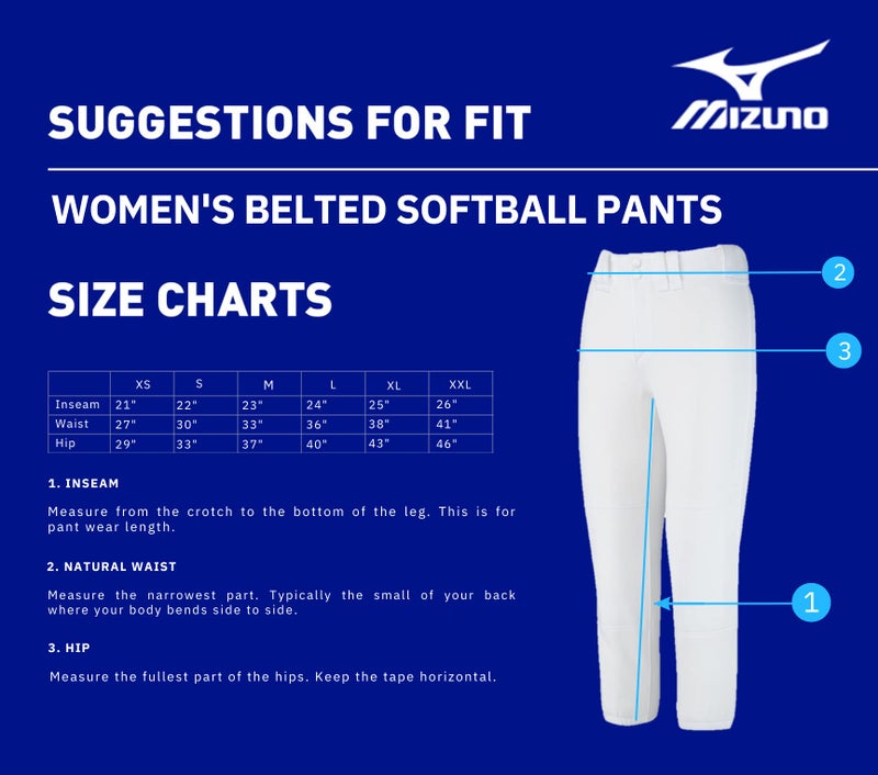 Mizuno Adult Women's Belted Low Rise Fastpitch Softball Pant, Navy, Medium - Image 1