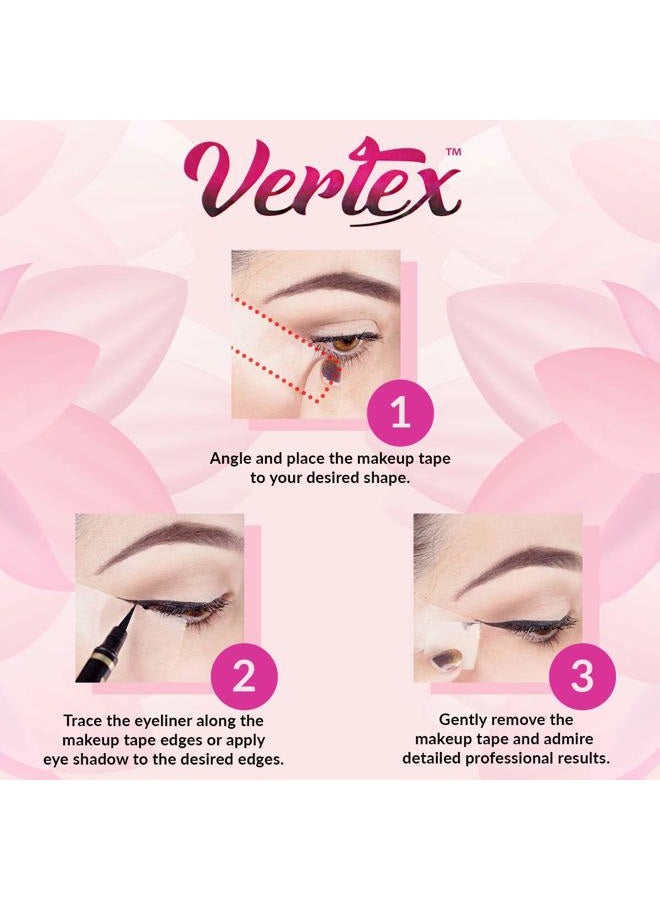 VERTEX Makeup Tape Eyeliner Stencils Pencil Liquid Liner Wing Tips Firm Hold Clean Edge Eyeshadow Lines Palette Primer Cream Real Beginners Techniques Use Brush Pen Stamp Sharpener Angled Shadow Shields Pads - Image 4