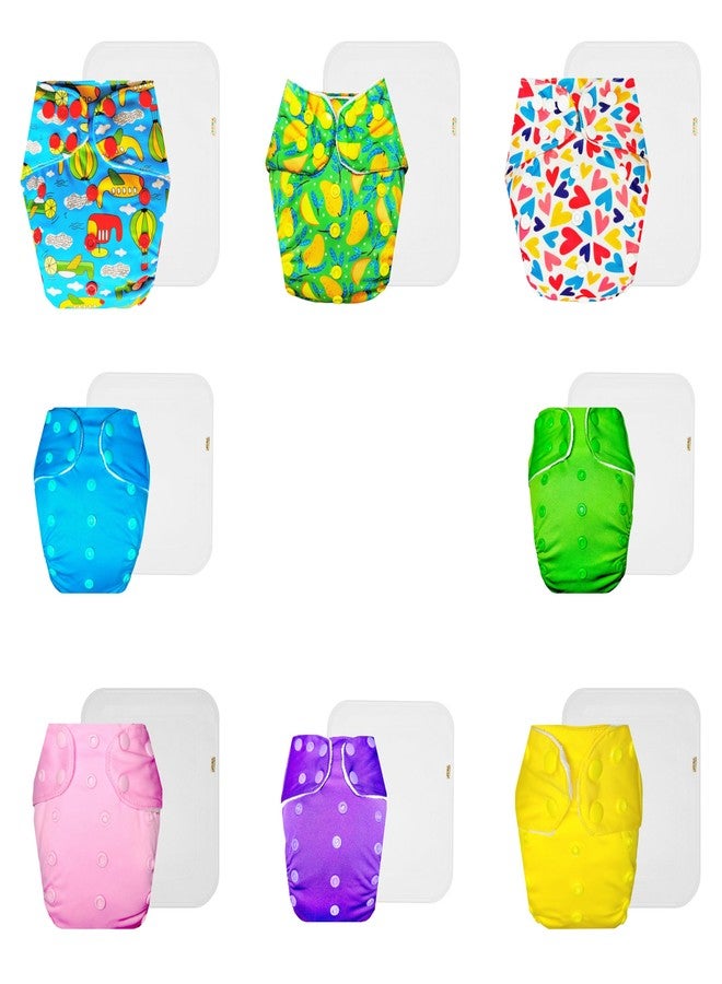 Dumbledo Premium Cloth Diaper with Cotton Insert (Pack of 8) | Hypoallergenic | Breathable | Adjustable Snaps | Trusted by Moms | 3 Months - 3 Years | Unisex Baby - Image 1