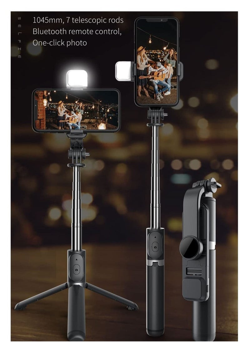 Selfie Stick Tripod, 41 Inch Extendable Portable Selfie Stick with Fill Light Bluetooth Wireless Remote and Tripod Stand for iOS and Android