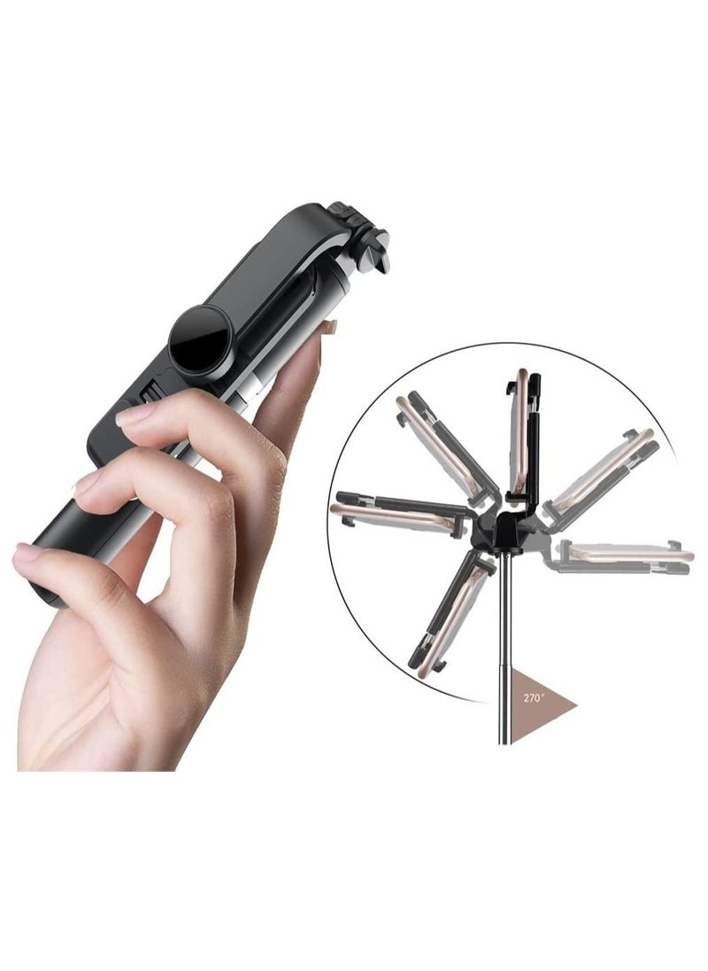 Selfie Stick Tripod, 41 Inch Extendable Portable Selfie Stick with Fill Light Bluetooth Wireless Remote and Tripod Stand for iOS and Android