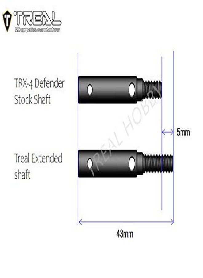 Treal Brass Extended Wheel Hubs Hex Pins +5 and Steel Stub Axle (Portal Drive) Widen +5mm Set Compatible with 1/10 TRX4 TRX-4 Defender - Image 4