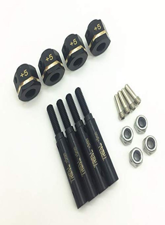 Treal Brass Extended Wheel Hubs Hex Pins +5 and Steel Stub Axle (Portal Drive) Widen +5mm Set Compatible with 1/10 TRX4 TRX-4 Defender - Image 1
