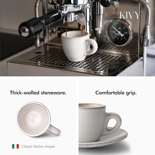 KIVY 3 oz Espresso cups set of 4 - Thick walled stoneware espresso cup set - Italian style espresso cups and saucers - Demitasse cups set of 4 - Small coffee mugs - Demitasse cups and saucers sets - Image 2