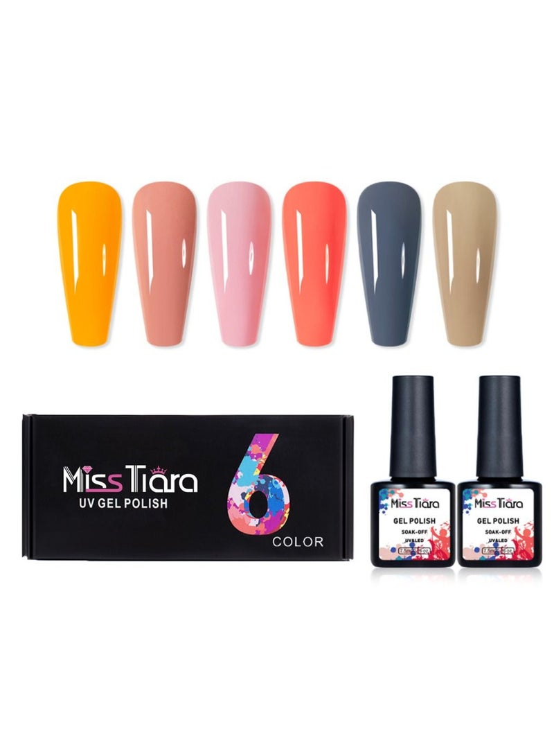 MissTiara مجموعة طلاء أظافر جل للأشعة فوق البنفسجية وLED مكونة من 6 قطع - Image 1