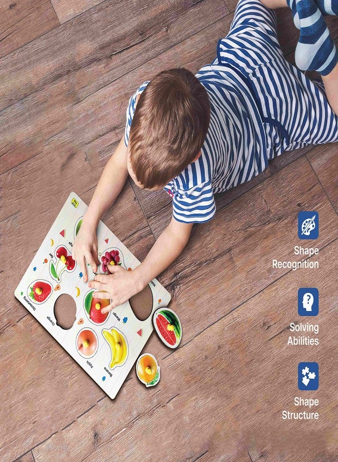 YaYplay Yay Play Wooden Knob Puzzle for Kids - Educational Fruits Shape Pegboard for 2+ Year Old Boys - Vivid Print, Easy to Hold Learning Aid - Ideal Kids Toys for 2-5 Years Boy - Image 5