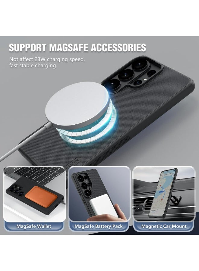 نيلكين لسامسونج غالاكسي S26 الترا حالة Magsafe غطاء مغناطيسي قوي مقاوم للخدش لسامسونج غالاكسي S26 الترا أغطية غير لامعة مضادة للانزلاق متوافقة الظهر شفافة مع ملحق Magsafe ، وسادة هوائية للصدمات ، ومكافحة بصمات الأصابع ، حماية ضد السقوط (أسود) - Image 2