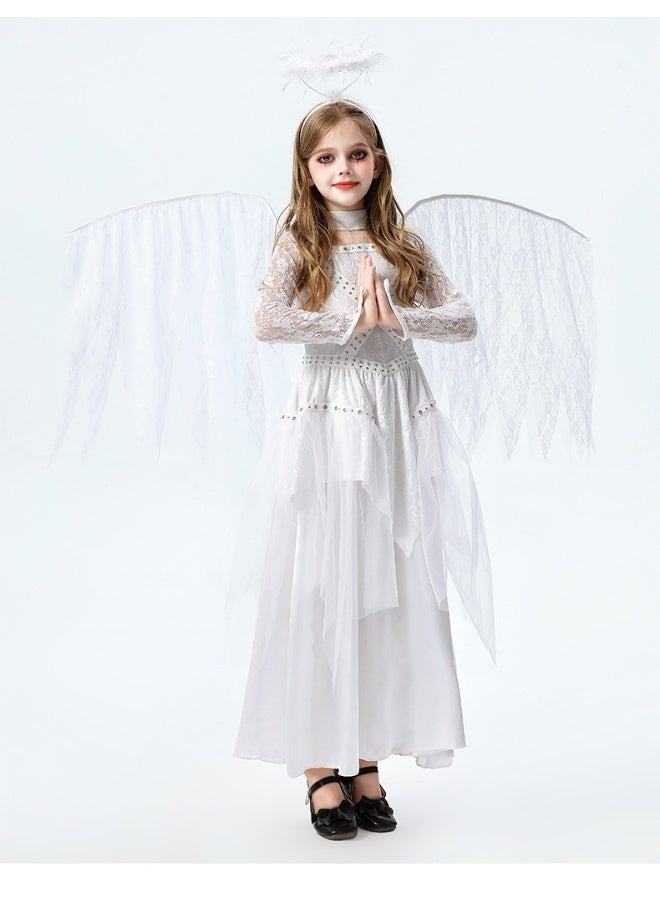 Children's Costume White Girl's Cosplay Catwalk Dress for Stage Performance