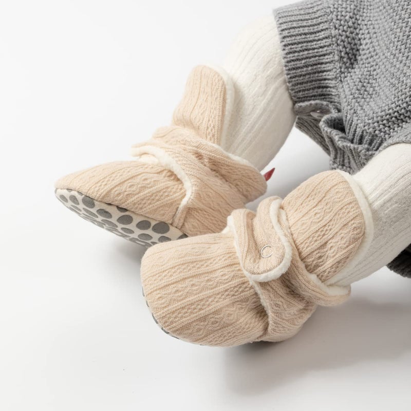 Babelvit Newborn Baby Boy Girl Soft Fleece Booties Stay On Infant Slippers Socks Shoe Non Skid Gripper Toddler First Walkers Winter Ankle Crib Shoes - Image 2