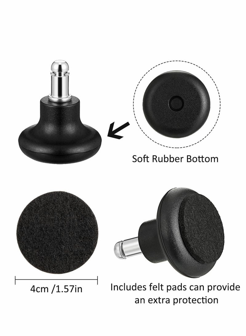 Excefore Bell Glides Replacement Office Chair Wheels, 5Pcs Stopper Swivel Caster 35mm High Profile Stool with Separate Self Adhesive Felt Pads, Black  - Image 2