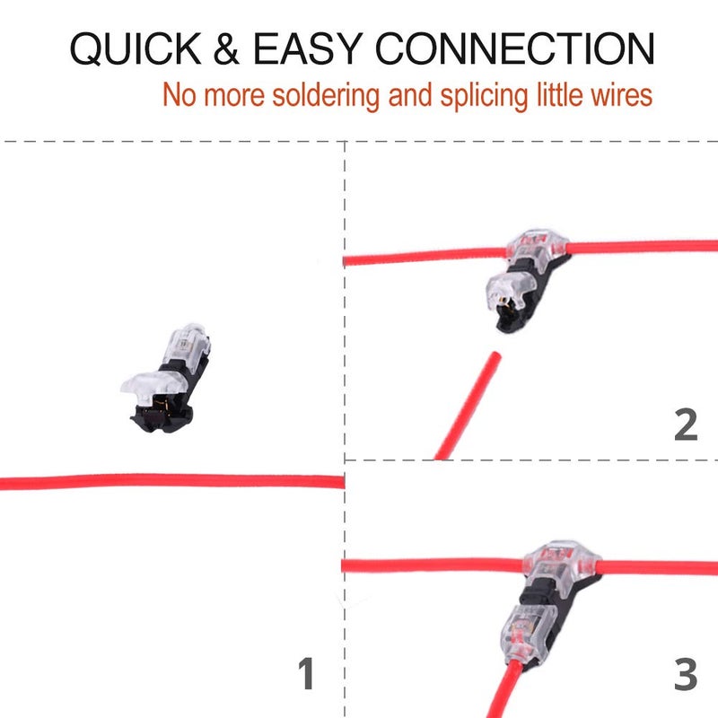 Brightfour Low Voltage Wire splice connectors - Pack of 12 Quick Solderless T Tap Connector 1 Pin,Rock Solid Connector for 24-20 AWG Cable for Vehicle/audio/video/Lighting and Automotive Uses - Image 4