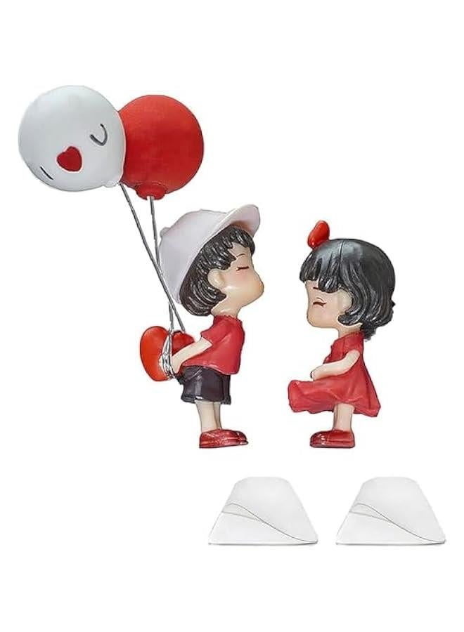 Romantic Car Dashboard Decor Set - Cute Cartoon Couple Kissing Ornaments with Confession Balloon for Mazda/Toyota/Honda | Gift-Ready Dashboard Trinkets - Image 1