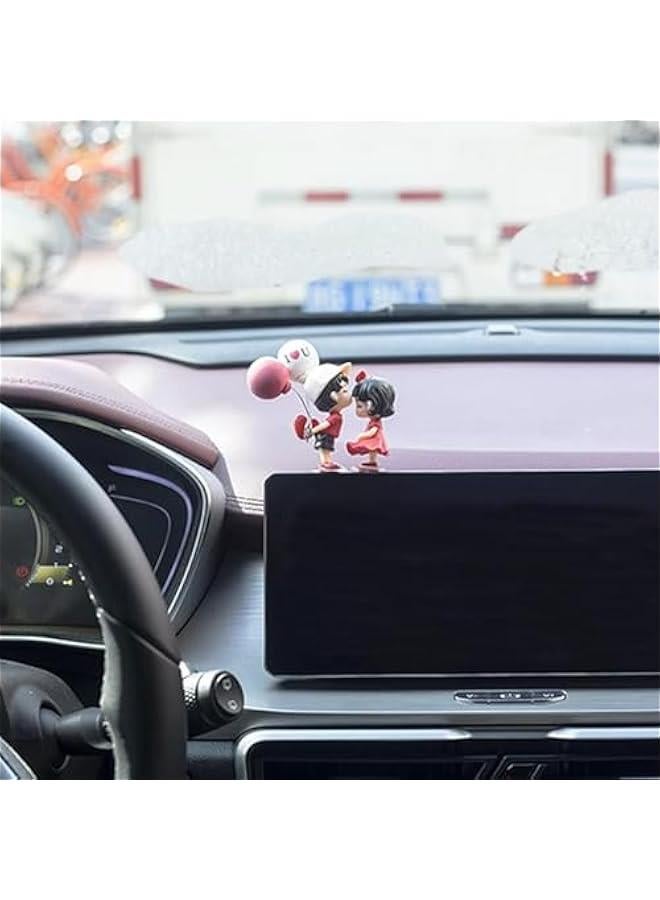 Romantic Car Dashboard Decor Set - Cute Cartoon Couple Kissing Ornaments with Confession Balloon for Mazda/Toyota/Honda | Gift-Ready Dashboard Trinkets - Image 3