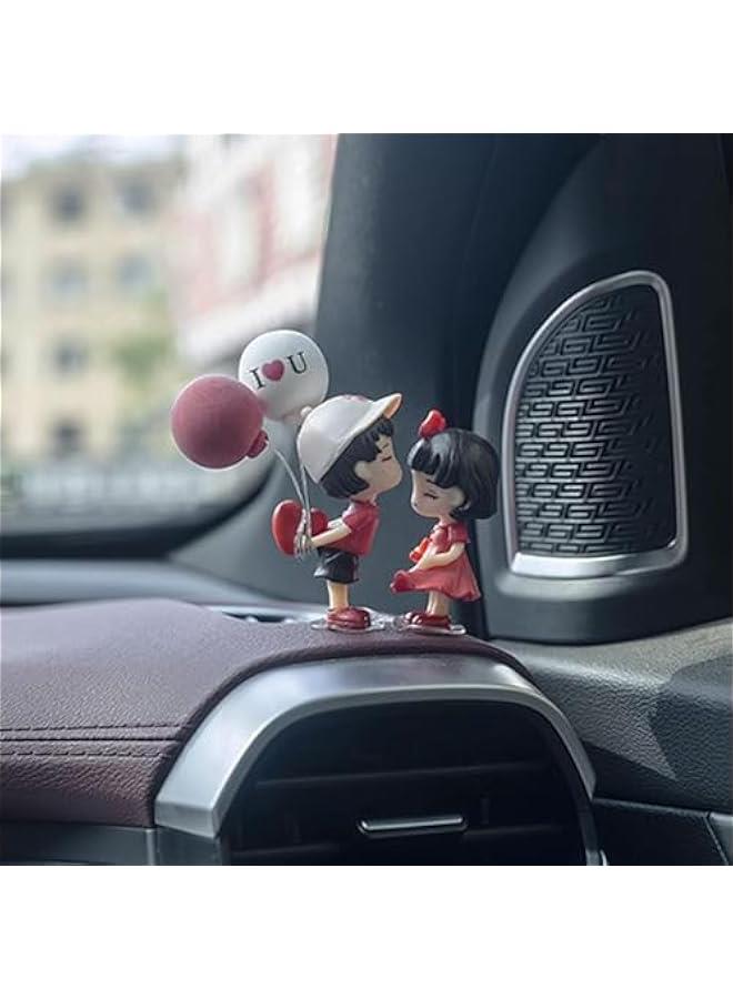 Romantic Car Dashboard Decor Set - Cute Cartoon Couple Kissing Ornaments with Confession Balloon for Mazda/Toyota/Honda | Gift-Ready Dashboard Trinkets - Image 4