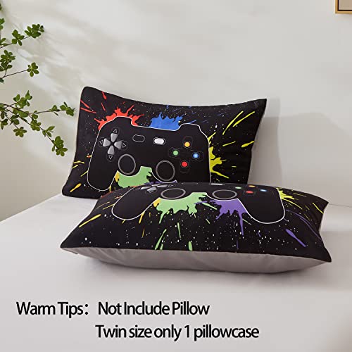 akkialla Gamer Comforter Sets Queen Size for Boys Teen,Game Controller Colorful Comforter with 2 Pillowcases, 3 Piece Video Gaming Bedding Set for Game Lovers,All Season(Black,Queen) - Image 5