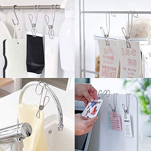 Iktu Stainless Steel Ordinary Note Pad Hook Clip Student Stationery Supplies Hanger Balcony Quilt Laundry Windproof Hanging Clamp Towel Holder (3 Pieces) - Image 5