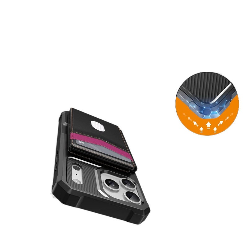 غطاء واقي بTPU لـ iPhone 15 / 15 Plus / 15 Pro / 15 Pro Max باللون أزرق مغناطيسي بوظيفة حامل من مادة TPU مع حامل بطاقات وحامل قائم مع مغناطيس قوي للسفر للمكتب للاستخدام المنزلي - Image 5