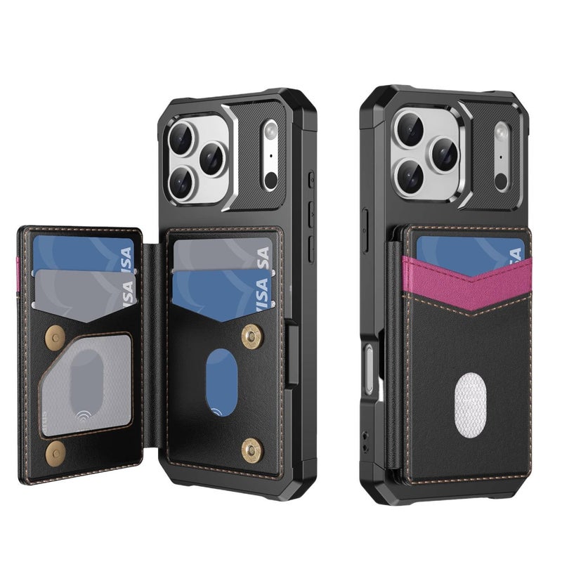 غطاء واقي بTPU لـ iPhone 15 / 15 Plus / 15 Pro / 15 Pro Max باللون أزرق مغناطيسي بوظيفة حامل من مادة TPU مع حامل بطاقات وحامل قائم مع مغناطيس قوي للسفر للمكتب للاستخدام المنزلي - Image 2