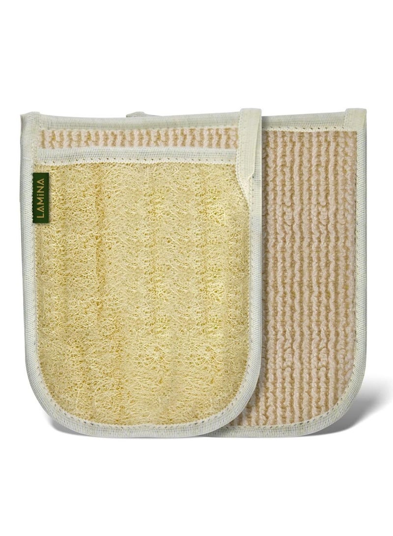 إسكدنيا ليفة استحمام طبيعية عالية الجودة مع وسادات لتنظيف الجسم وتدليكه بطريقة مريحة وصحية - Image 1