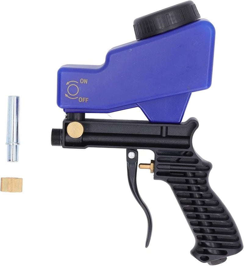 Blue Sandblaster Gun Compact Paint Removal Tool with Steel Grit for Easy Storage - Image 1