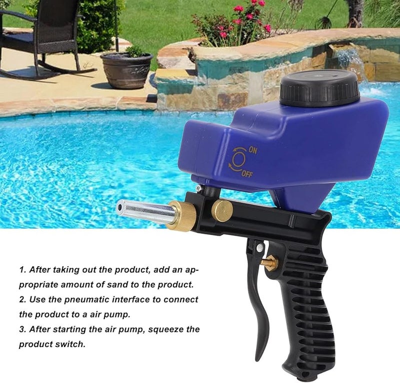 Blue Sandblaster Gun Compact Paint Removal Tool with Steel Grit for Easy Storage - Image 2