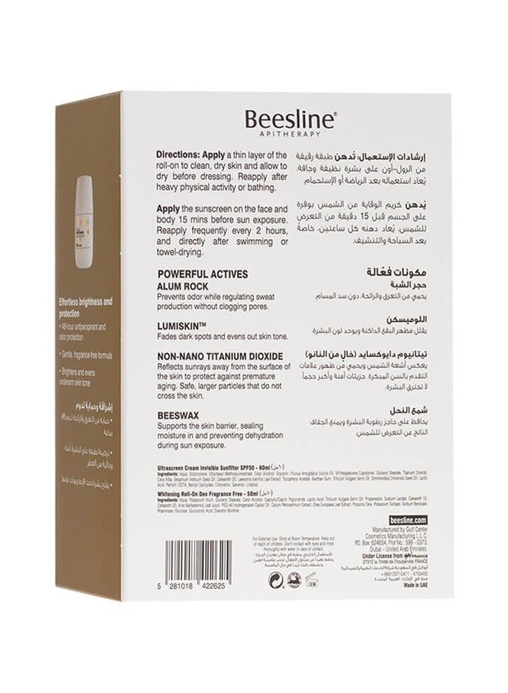 Beesline Ultra Screen Invisible Sunscreen Cream 60ml + 48H Whitening Roll-On Deodorant 50ml - Image 2