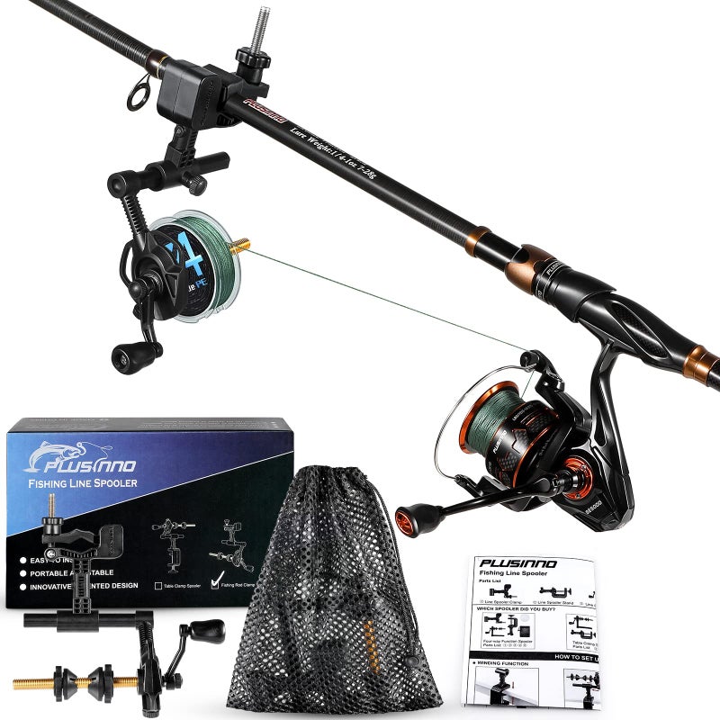 PLUSINNO Fishing Line Spooler with Unwinding Function, Fishing line Spooling Station Versatile for Both Thick & Thin Rods, Works with Spinning Reel, Cast Reel Without Line Twist-B - Image 1