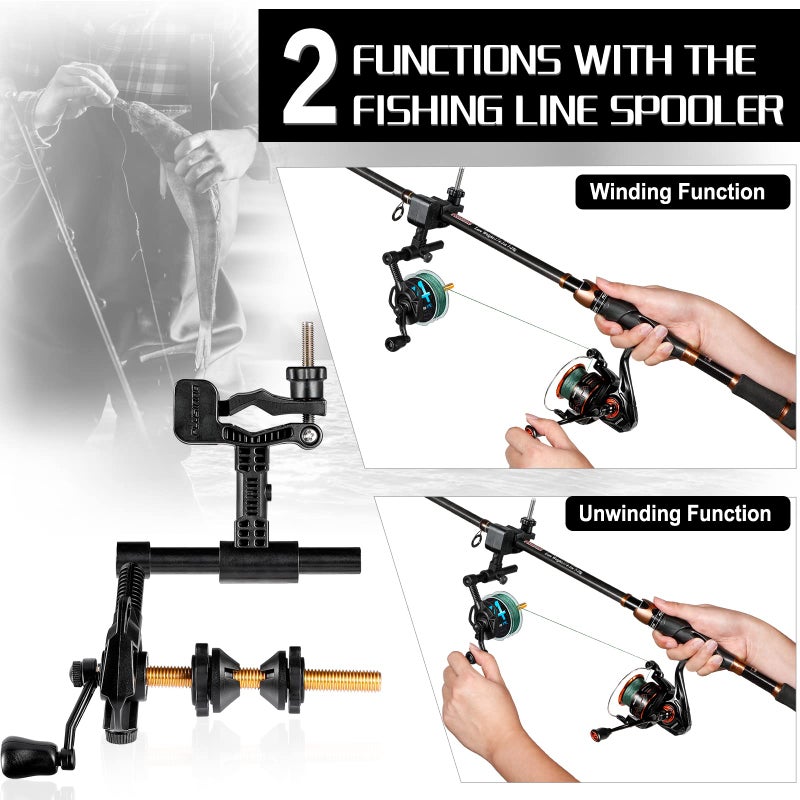 PLUSINNO Fishing Line Spooler with Unwinding Function, Fishing line Spooling Station Versatile for Both Thick & Thin Rods, Works with Spinning Reel, Cast Reel Without Line Twist-B - Image 3