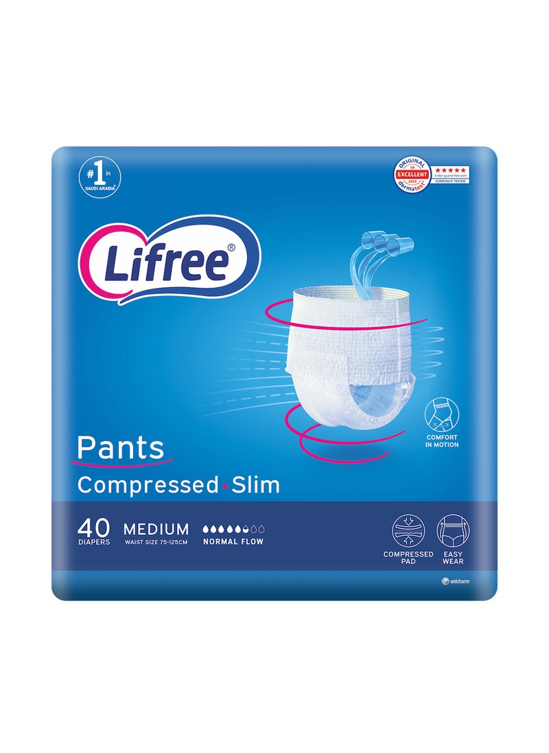 Lifree Slim Culotte Adult Diaper Pants Medium Size 3 Cup Absorbency Mega Pack 40 Pieces  - Image 1