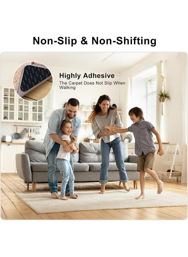 4 Pcs Carpet Anti-Slip Stickers, Washable & Reusable Rug Grippers, Anti-Curl Carpet Holders for Wood, Tile, Marble & Smooth Floors, Rounded Triangle Carpet Fixers for Home & Office - Image 2