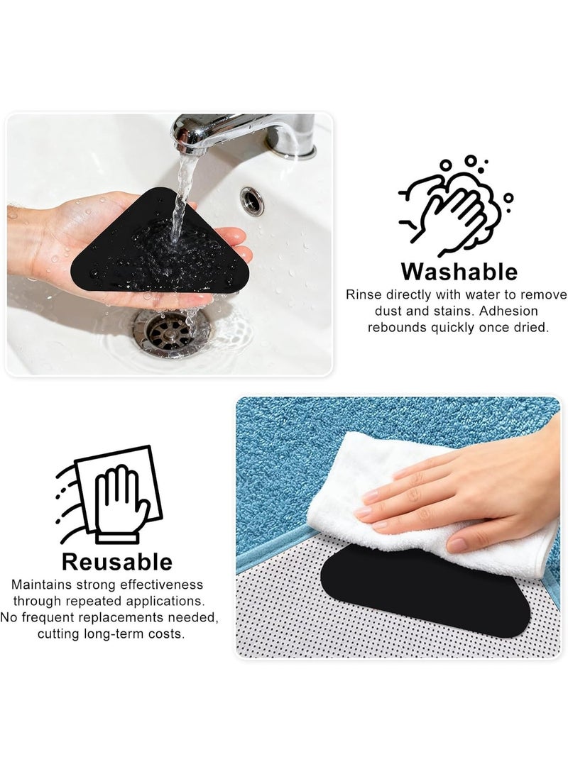 4 Pcs Carpet Anti-Slip Stickers, Washable & Reusable Rug Grippers, Anti-Curl Carpet Holders for Wood, Tile, Marble & Smooth Floors, Rounded Triangle Carpet Fixers for Home & Office - Image 4
